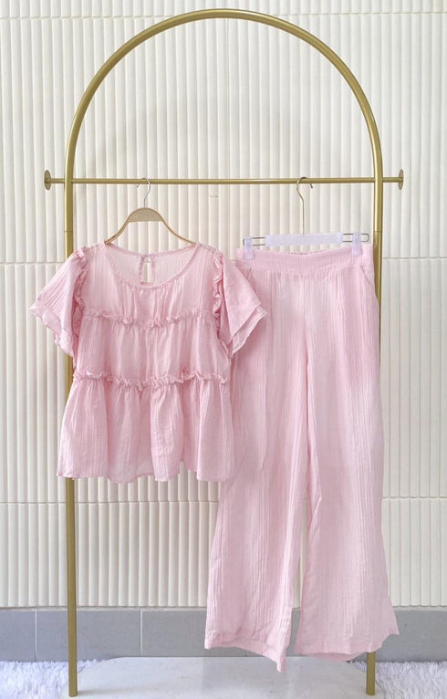 Two Piece Ruffled Top With Trouser